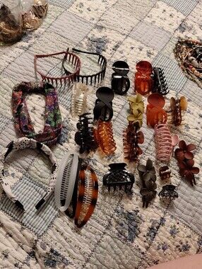 Women’s Assorted Hair Claw Clips and Headbands - Brown, Black, Pink, Cream, Tan
